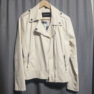 NWOT White Faux Leather Guess Jacket